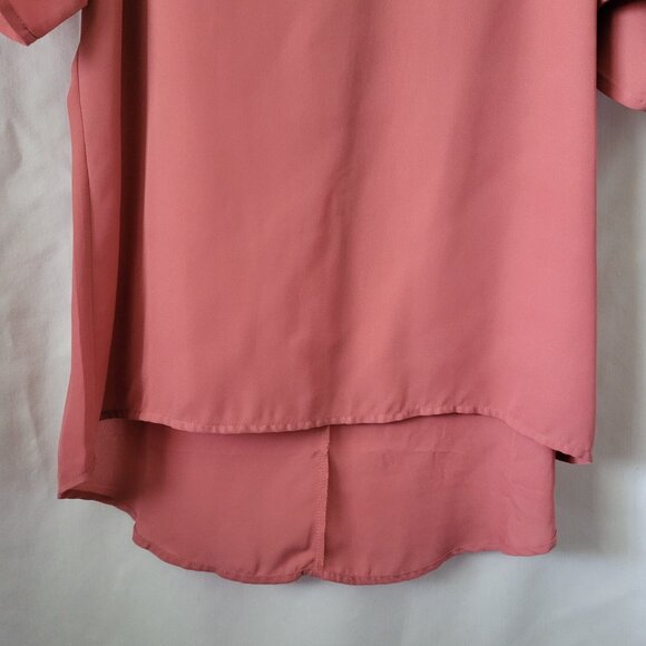 Maurice's Blouse Crocheted 3/4 sleeves Mauve Large Hi-Low Hem flowy - Picture 7 of 10